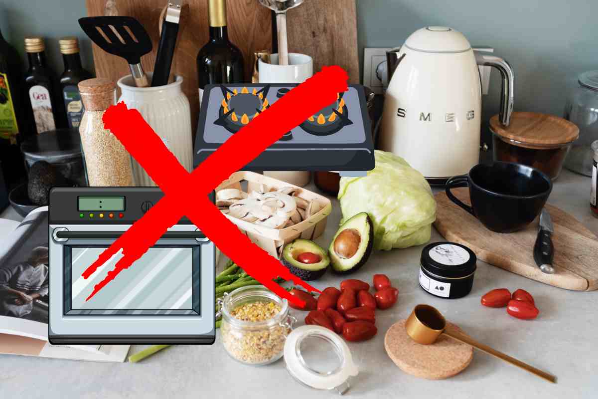 Diversi ingredienti in cucina in estate