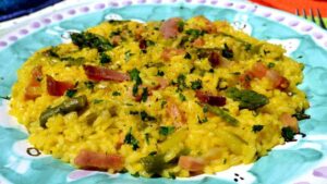 Risotto con asparagi speck e zafferano