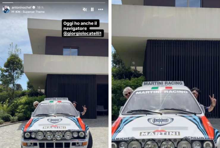 collage post instagram di cannavacciuolo con locatelli in auto