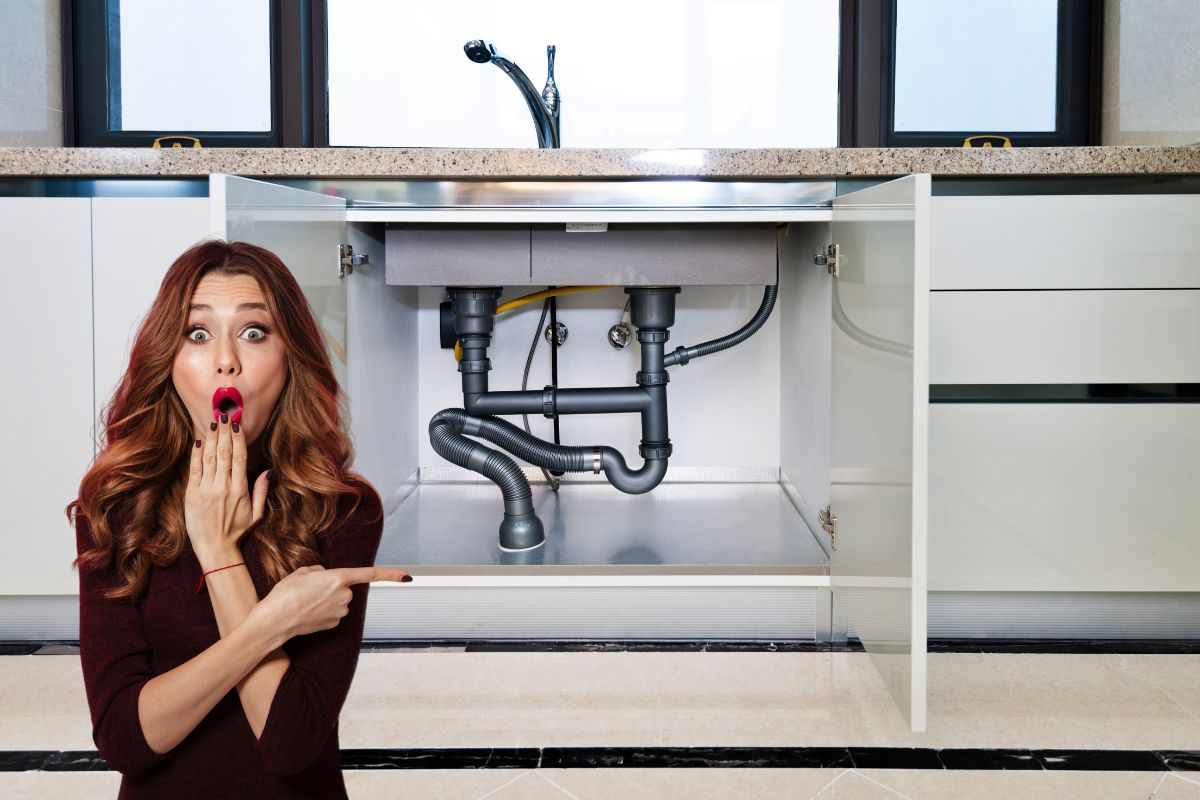 donna sconvolta, lavello cucina