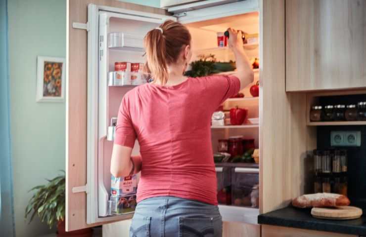 donna ripone alimenti in frigo