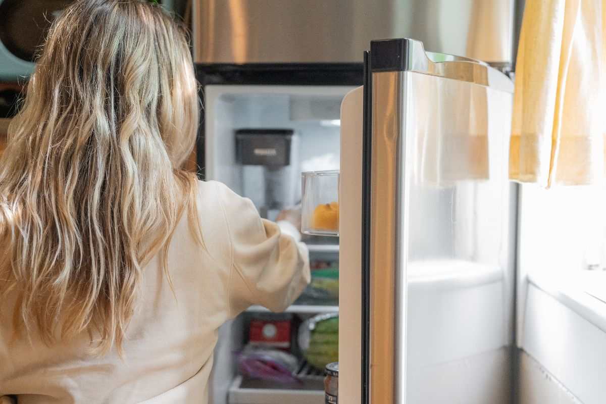 donna mette cose in frigo