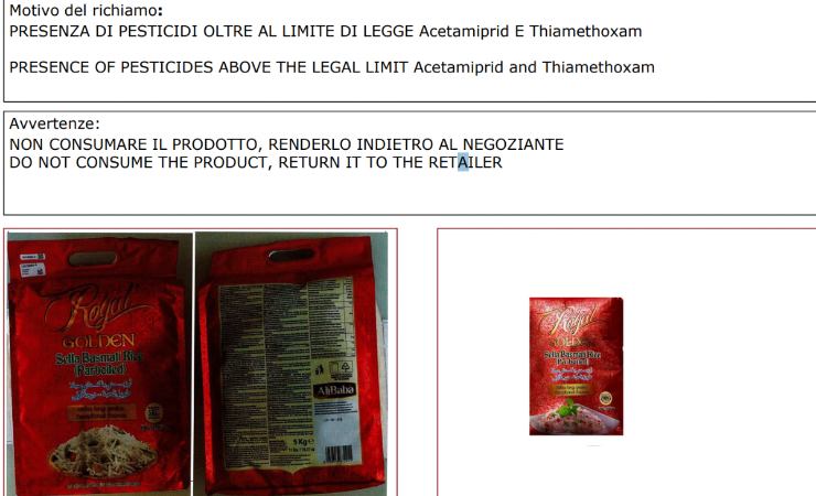 Avviso richiamo alimentare