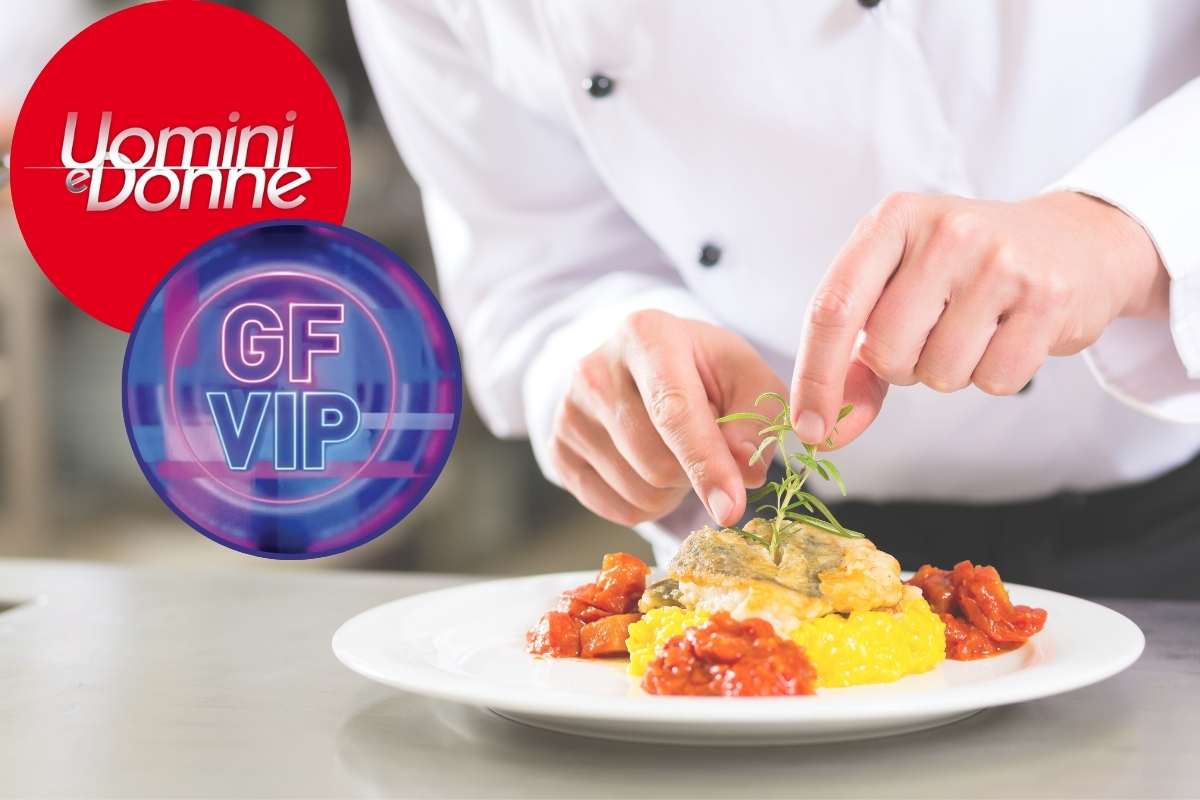 chef sistema il piatto e loghi gf vip e U&D