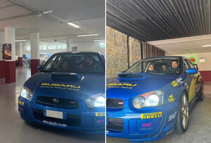 collage di antonino cannavacciuolo a bordo di un'auto da rally